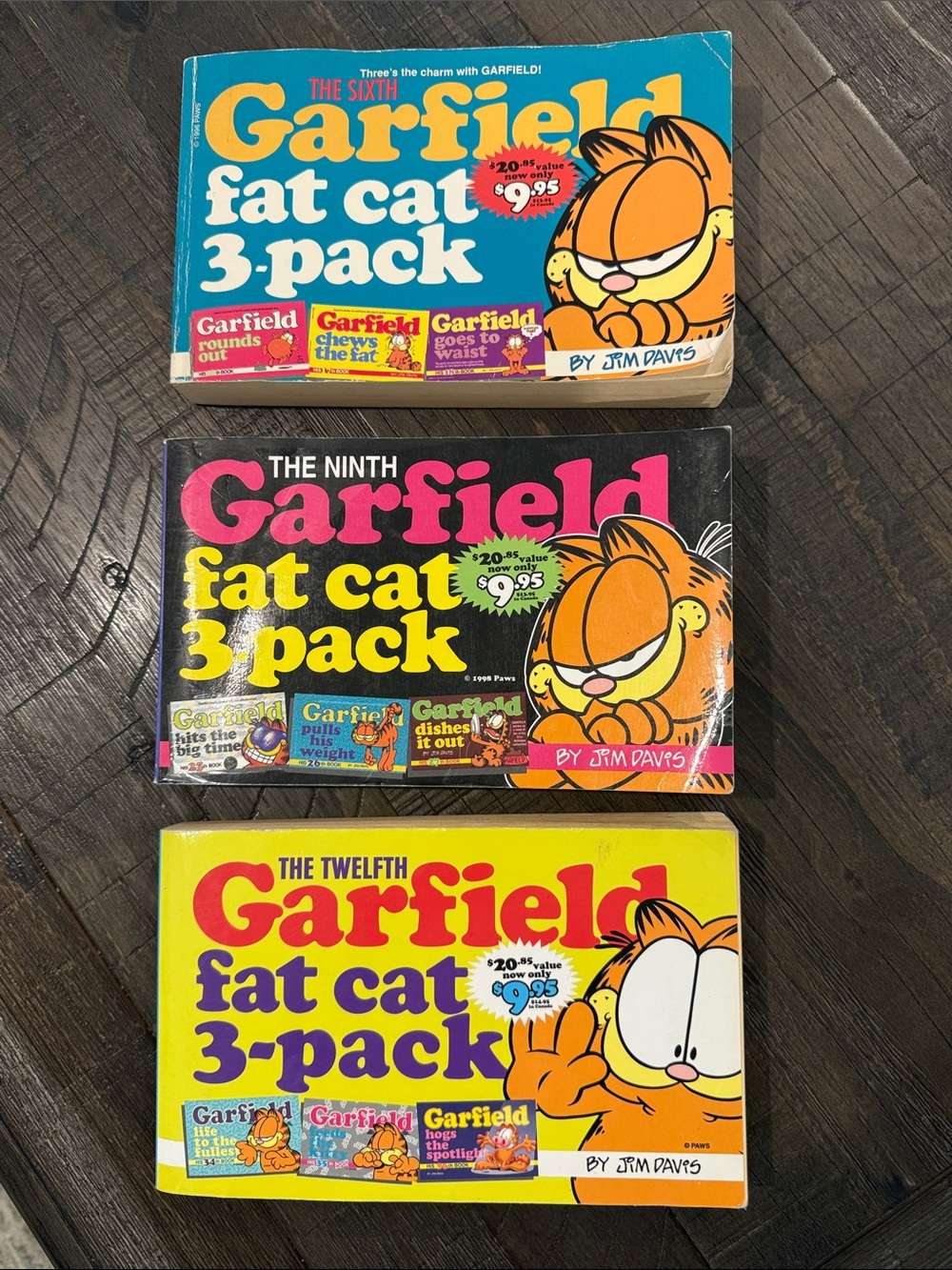 Garfield Cartoon Books Paperback Bundle of 3 Fat Cat 3-Pack By Jim Davis